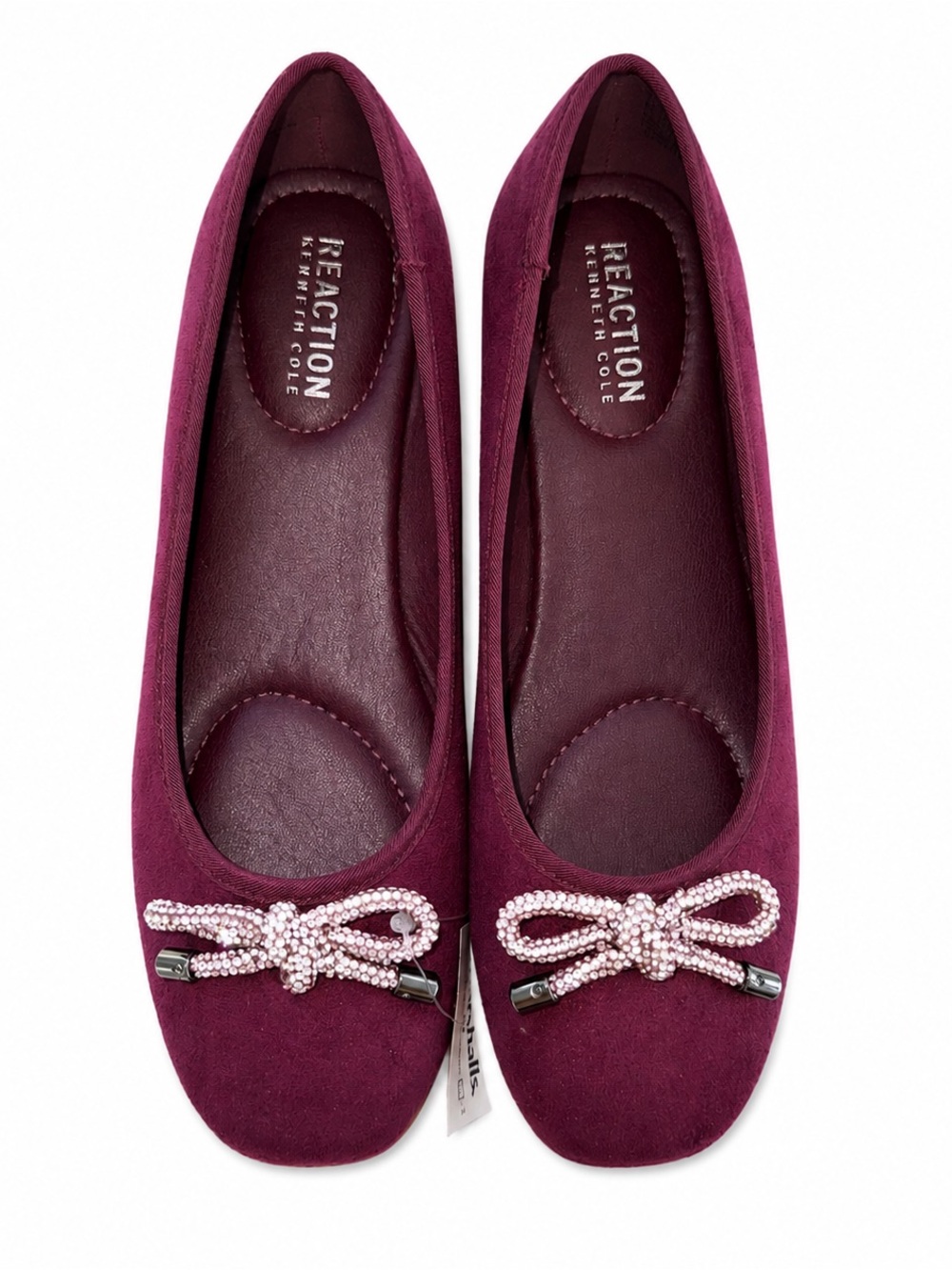 Kenneth Cole Reaction Elstree Jewel Ballet Flats Women 7 Burgundy Rhinestone NWT - Picture 1 of 16